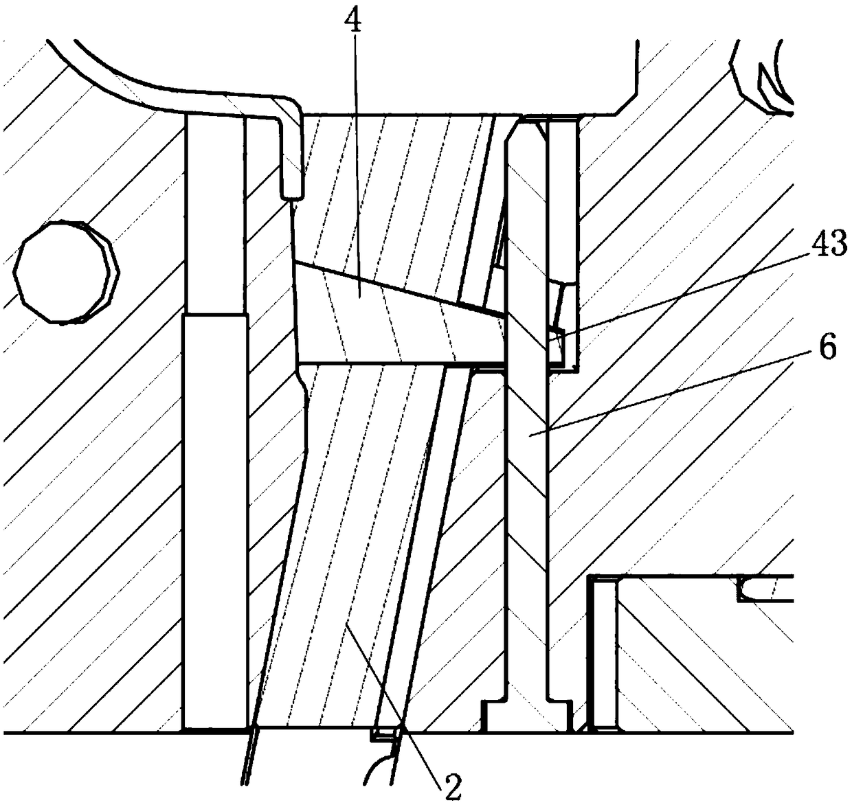 Plastic mold inclined roof structure with sliding block