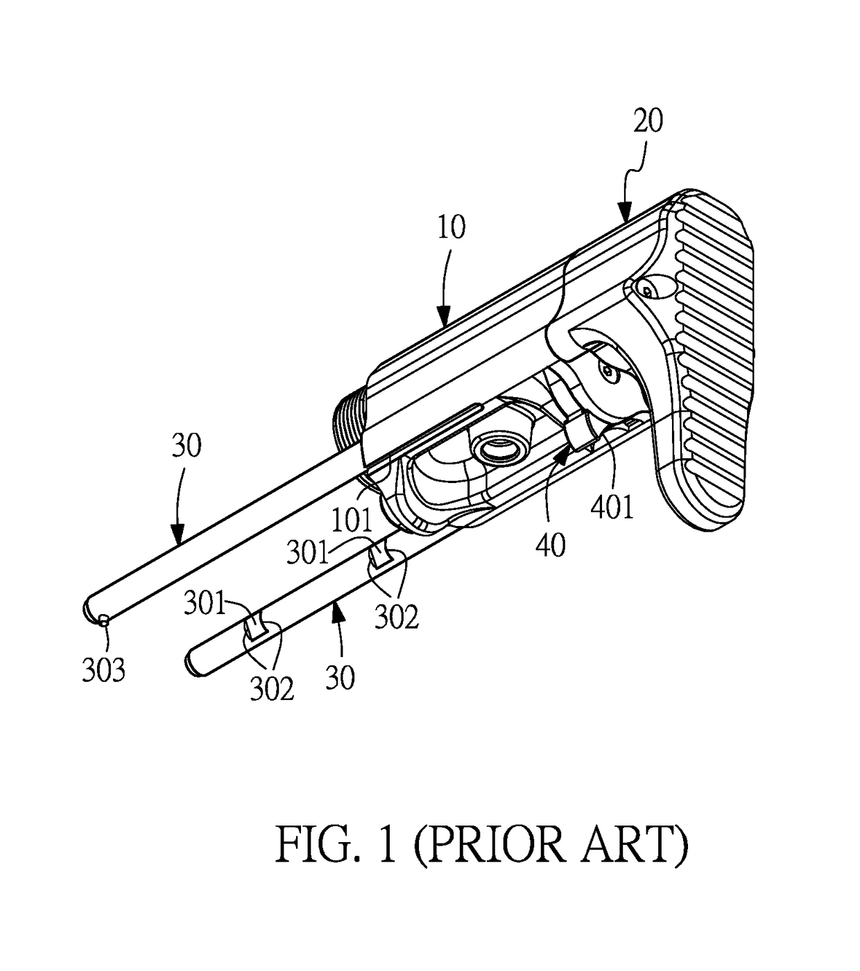 Butt structure for a toy gun