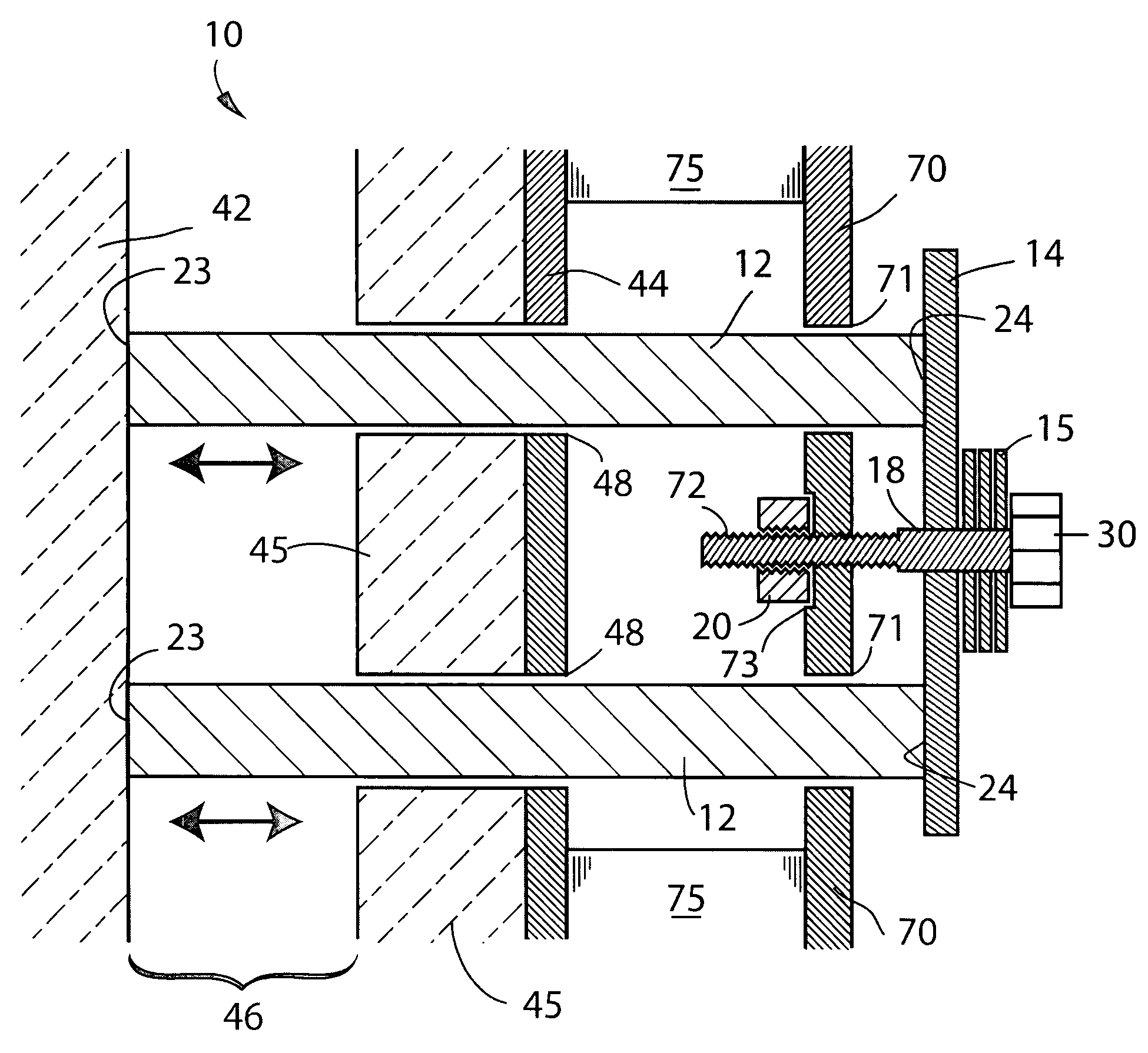 Compressive rod assembly for molten metal containment structure