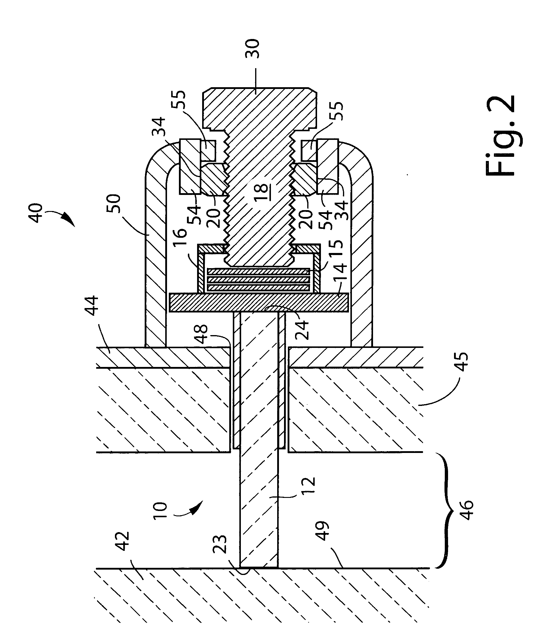 Compressive rod assembly for molten metal containment structure