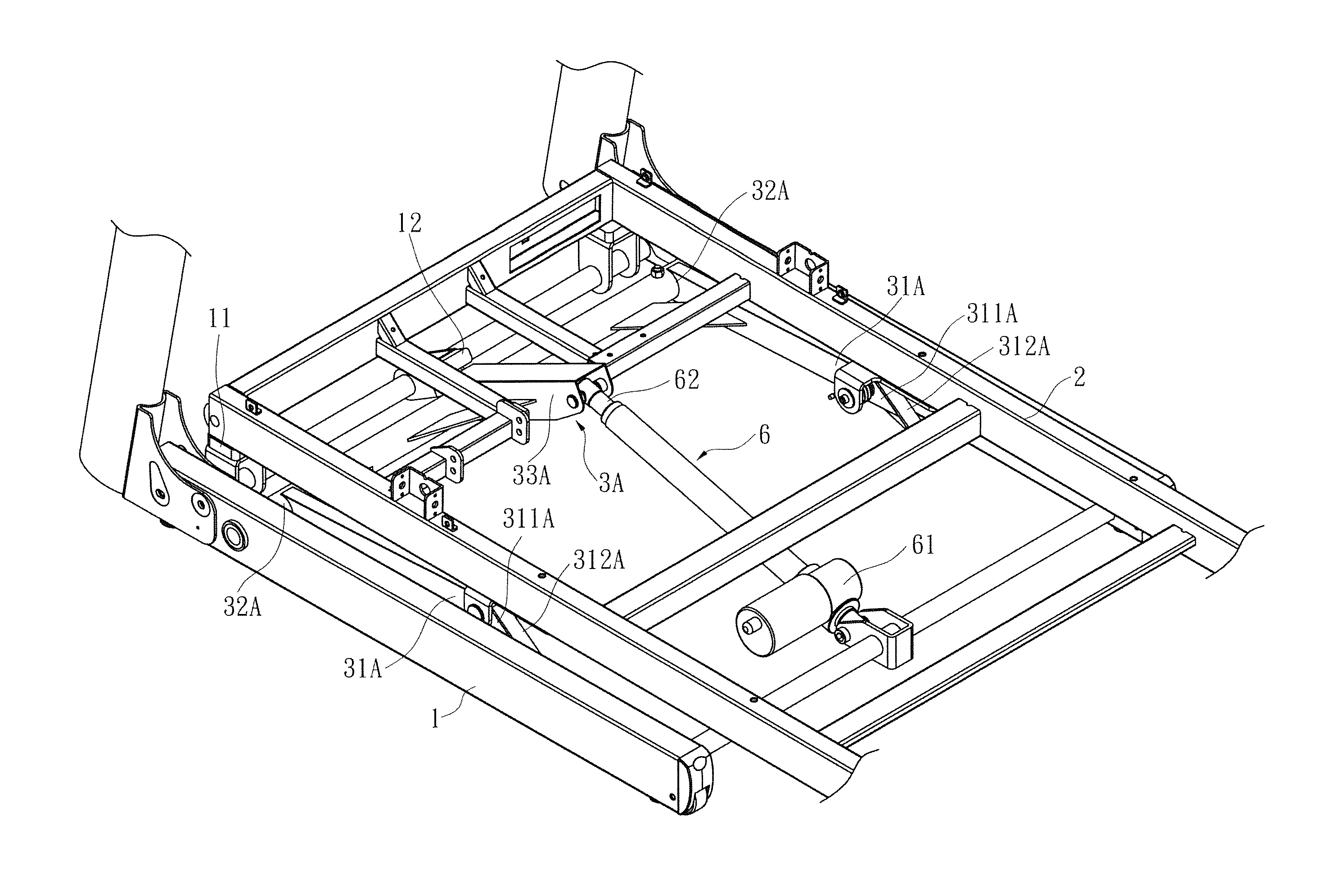 Tilting and folding device for a treadmill