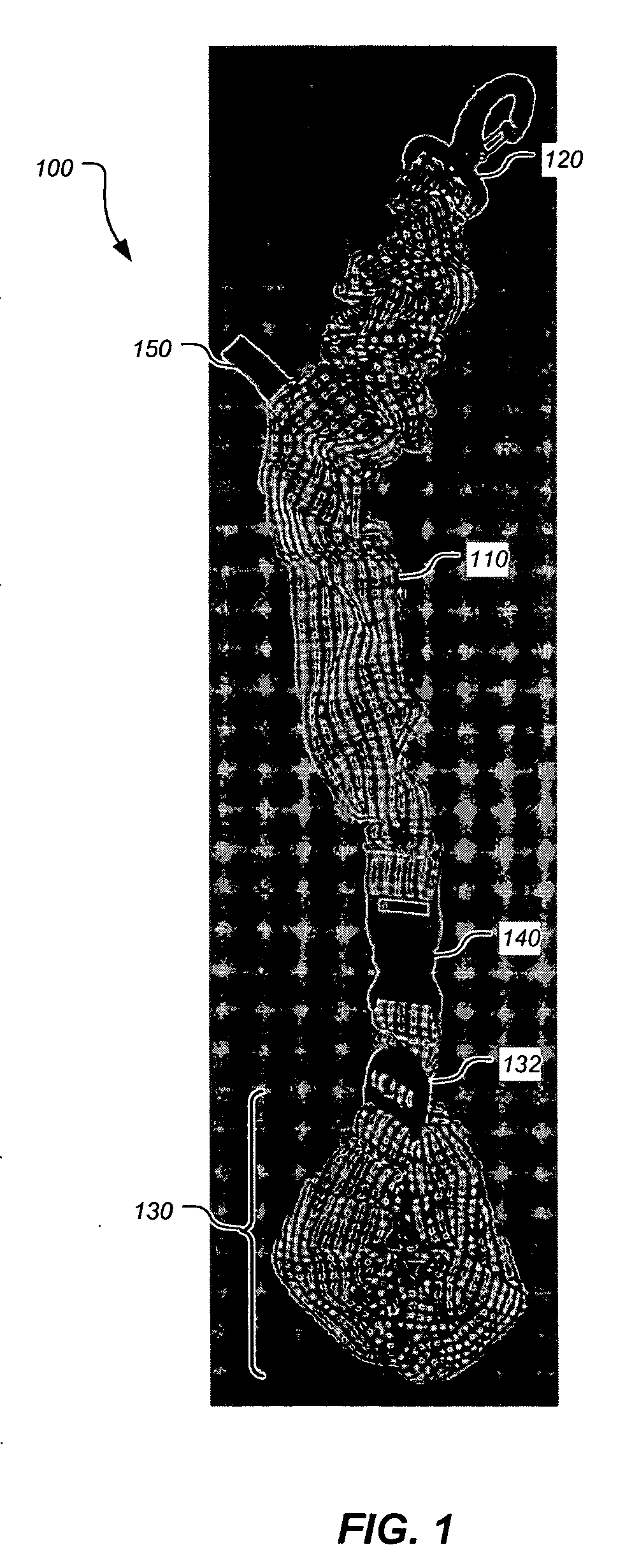 Multi-functional fabric covered elastic tether and associated method