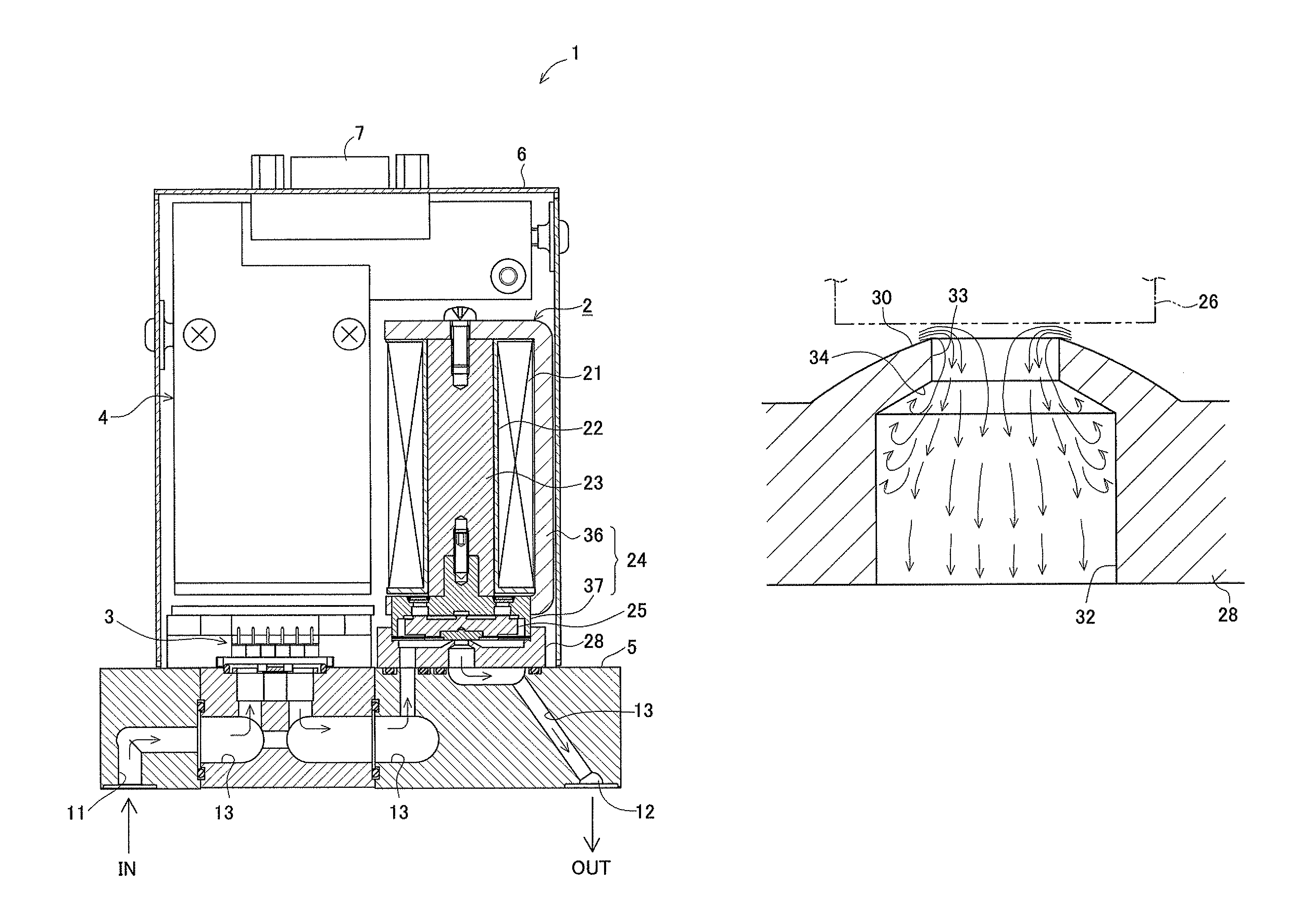 Flow rate controller and proportional electromagnetic valve