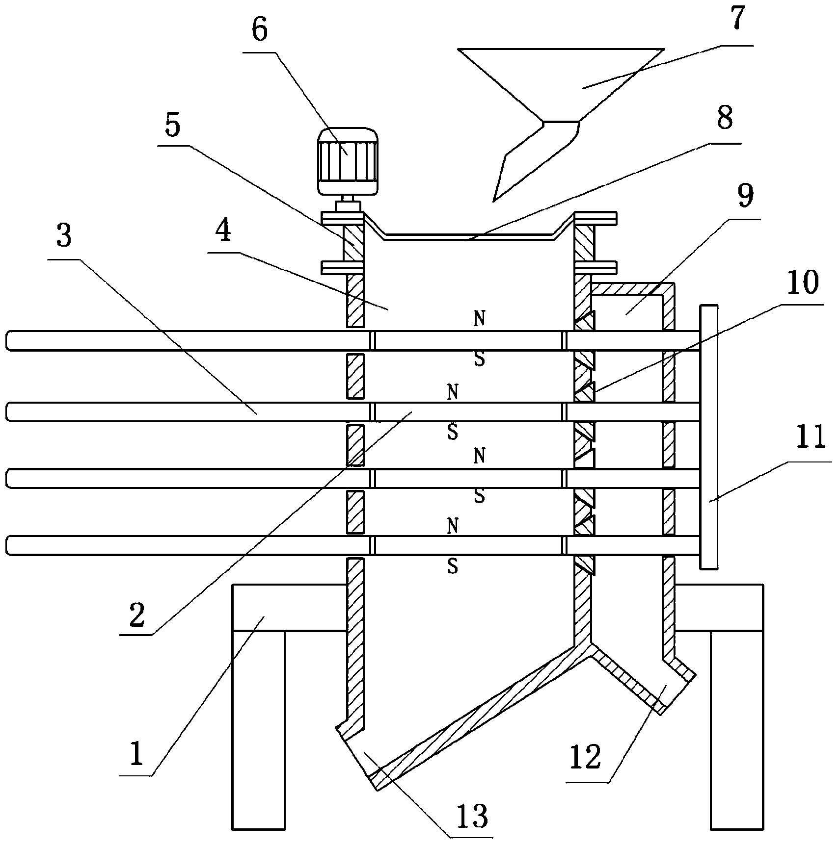 Permanent-magnetic type powder deironing machine