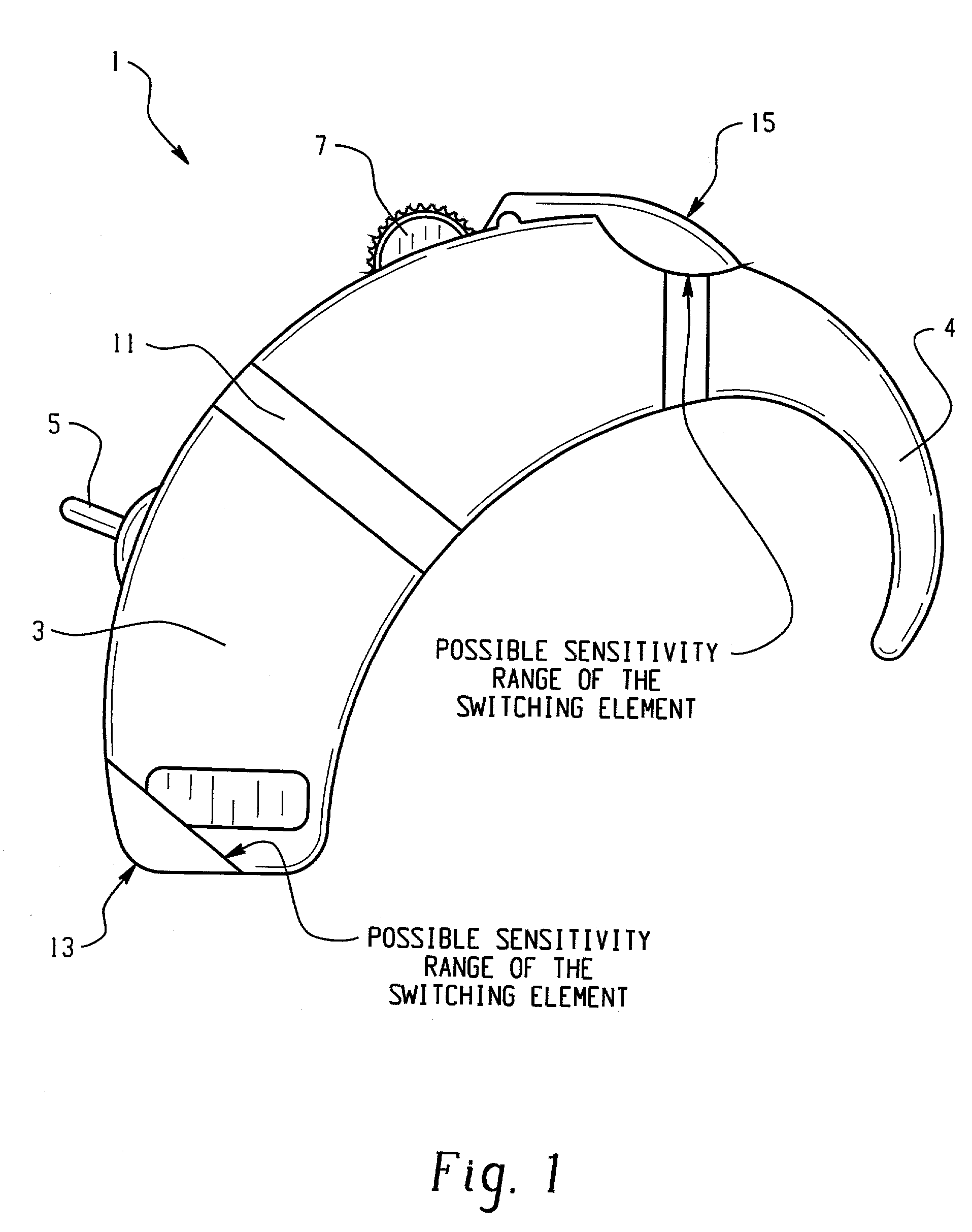 Behind-the-ear housing functioning as a switch