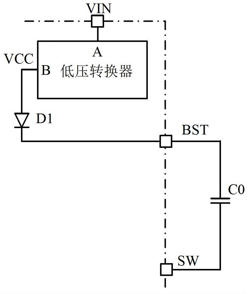 Bootstrap type charging circuit applied to high-voltage DC-DC (Direct Current-Direct Current) convertor