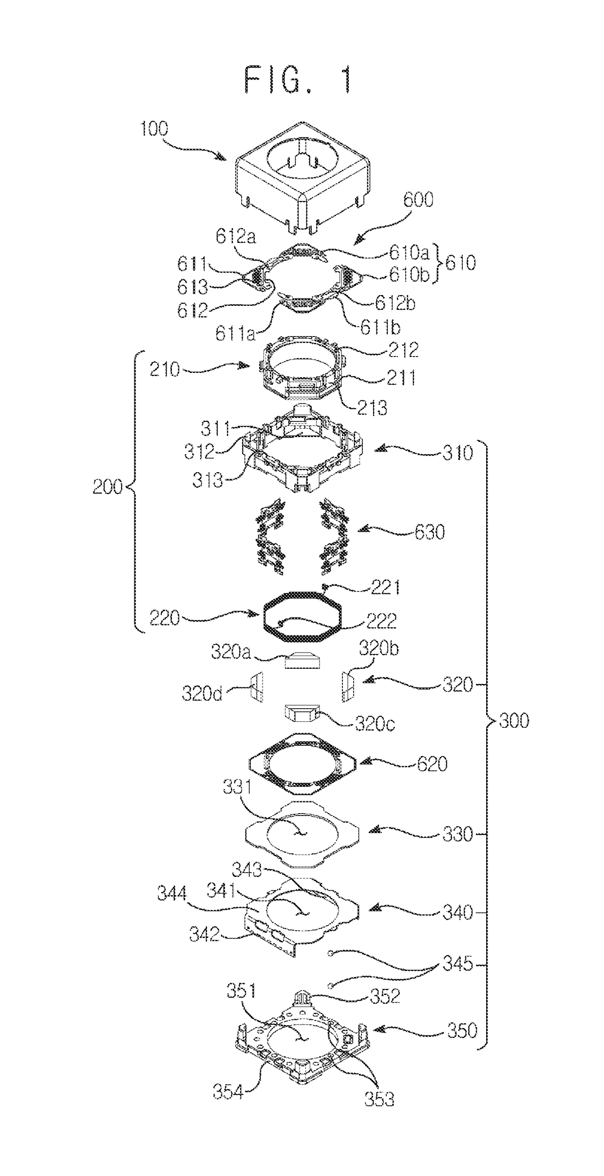 Unit for actuating lens, camera module, and optical apparatus