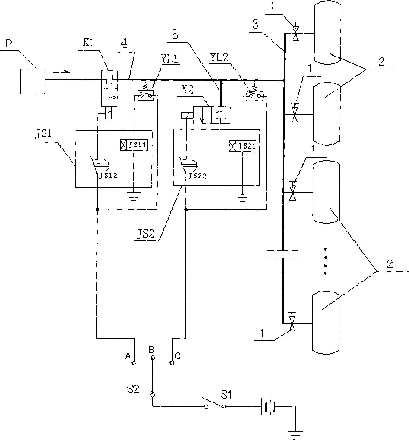 Center tyre inflation/deflation system with tyre protecting function