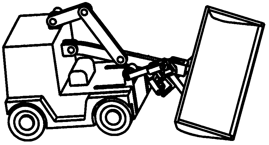 Space controllable mechanism-type loader with one-dimensional rotational moving arm and two-dimensional rotational bucket