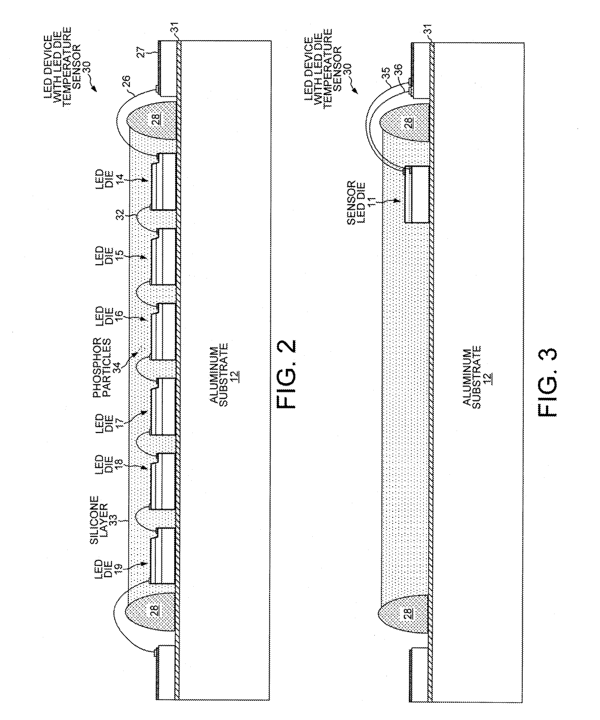 Using An LED Die To Measure Temperature Inside Silicone That Encapsulates An LED Array