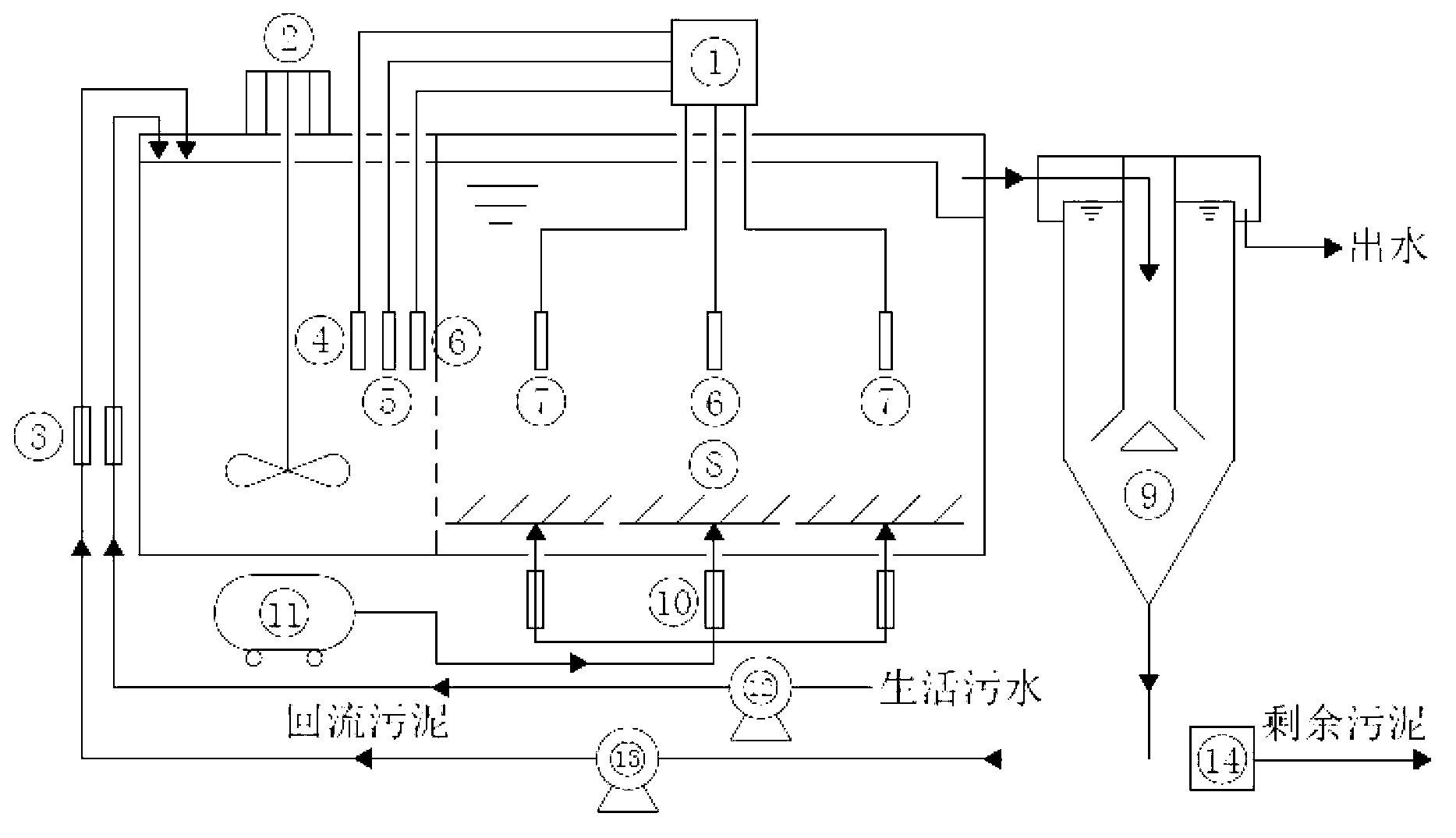 Anaerobic-aerobic process control method for efficient phosphorus removal and nitrogen reservation of municipal domestic sewage