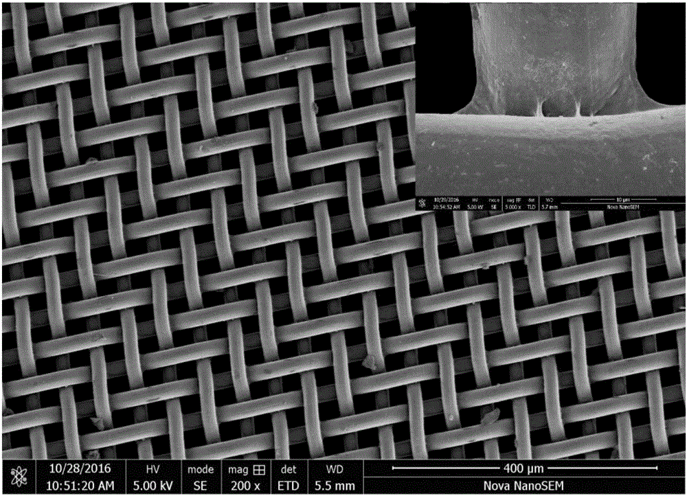 Anti-pollution oil-water separation mesh film and preparation method thereof