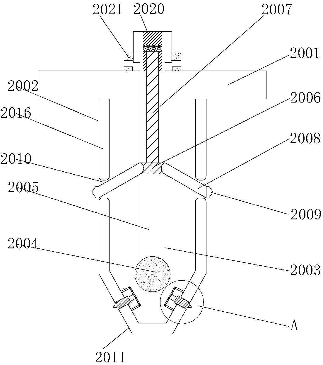 Efficient anti-loosening pipe supporting and hanging bracket good in stability