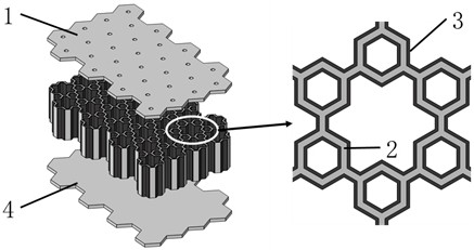 Underwater sound absorption structure of damping lining hierarchical honeycomb perforated plate