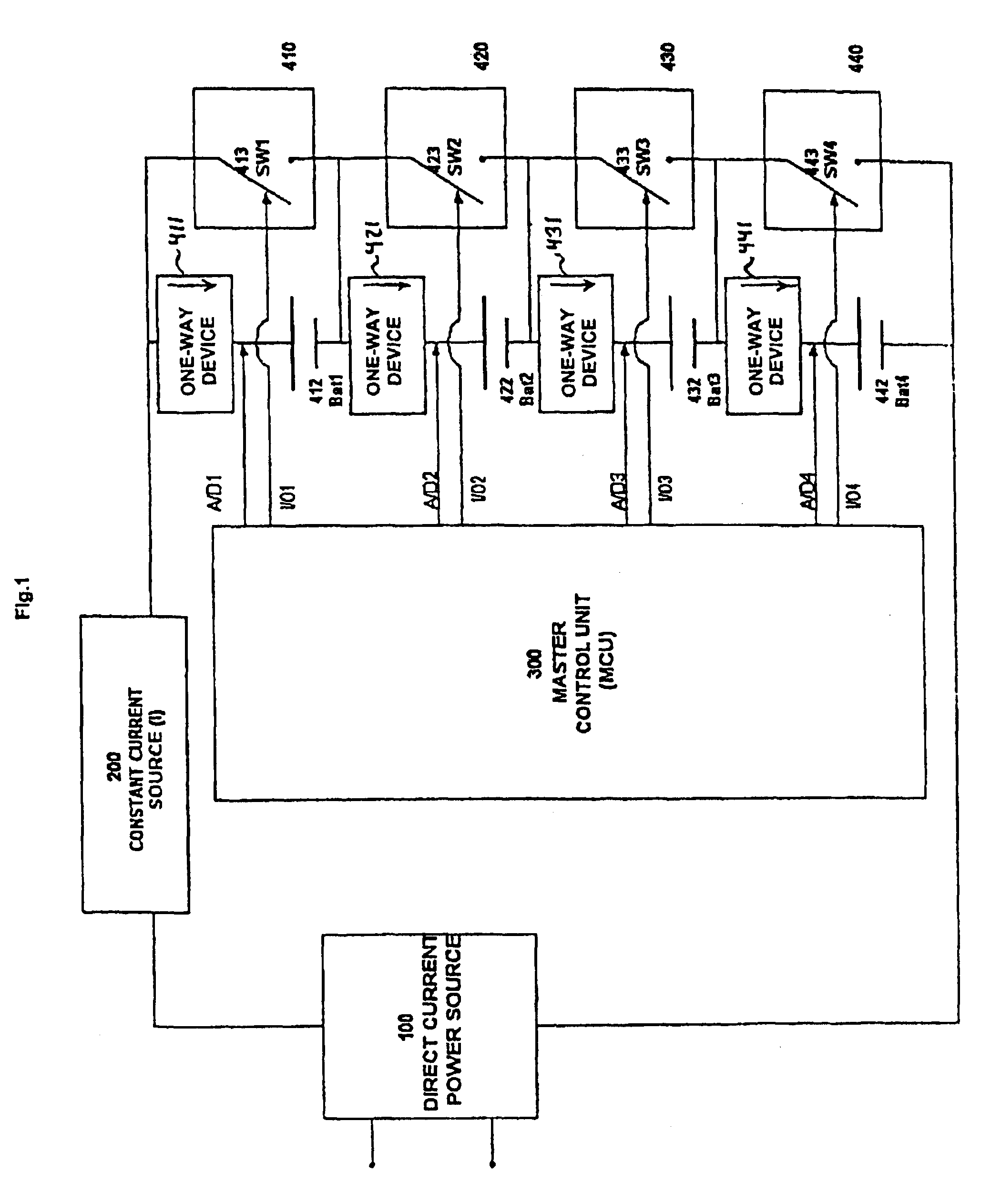 Intelligent serial battery charger and charging block