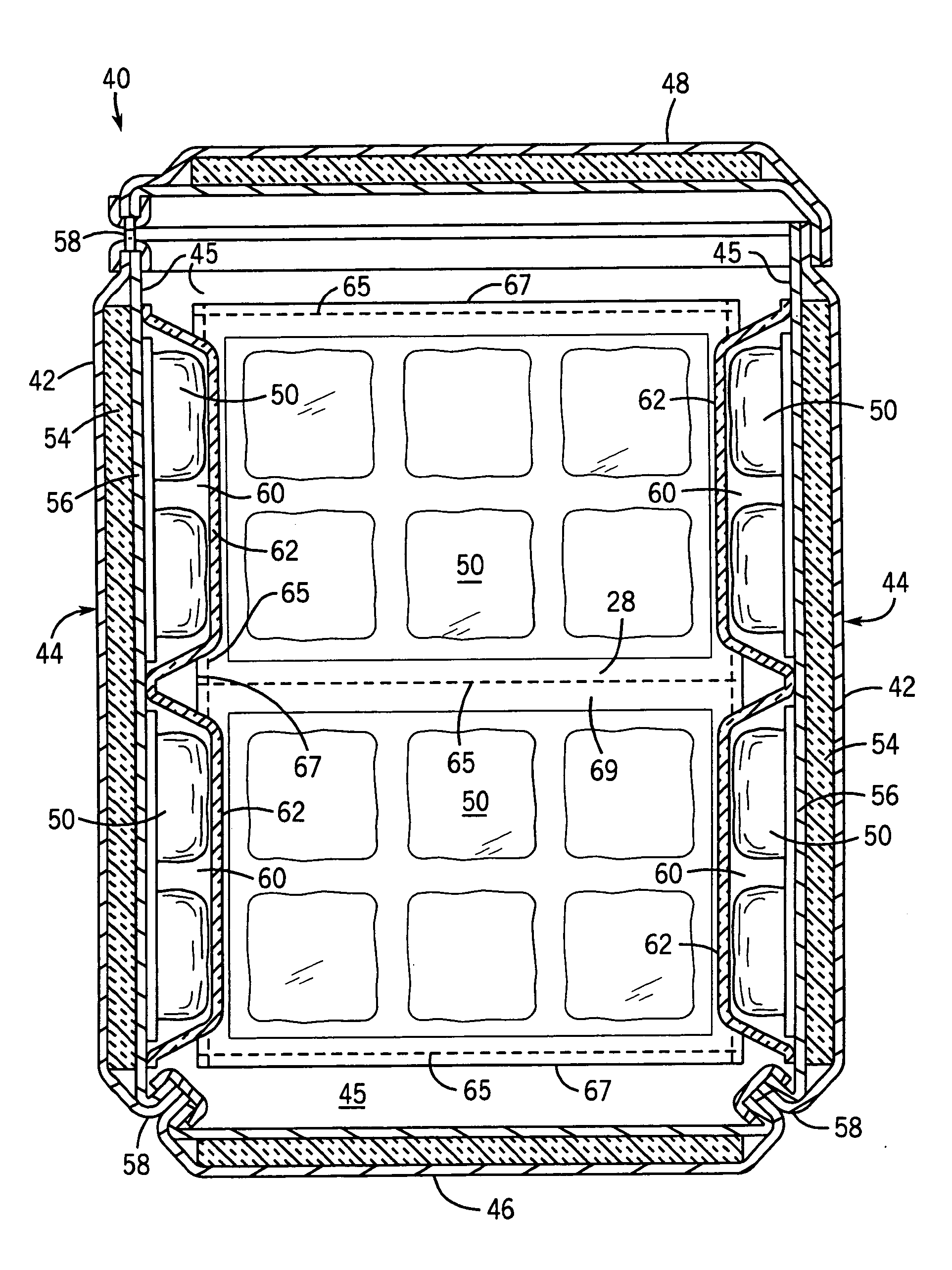 Portable cooler with built-in refrigerant cubes