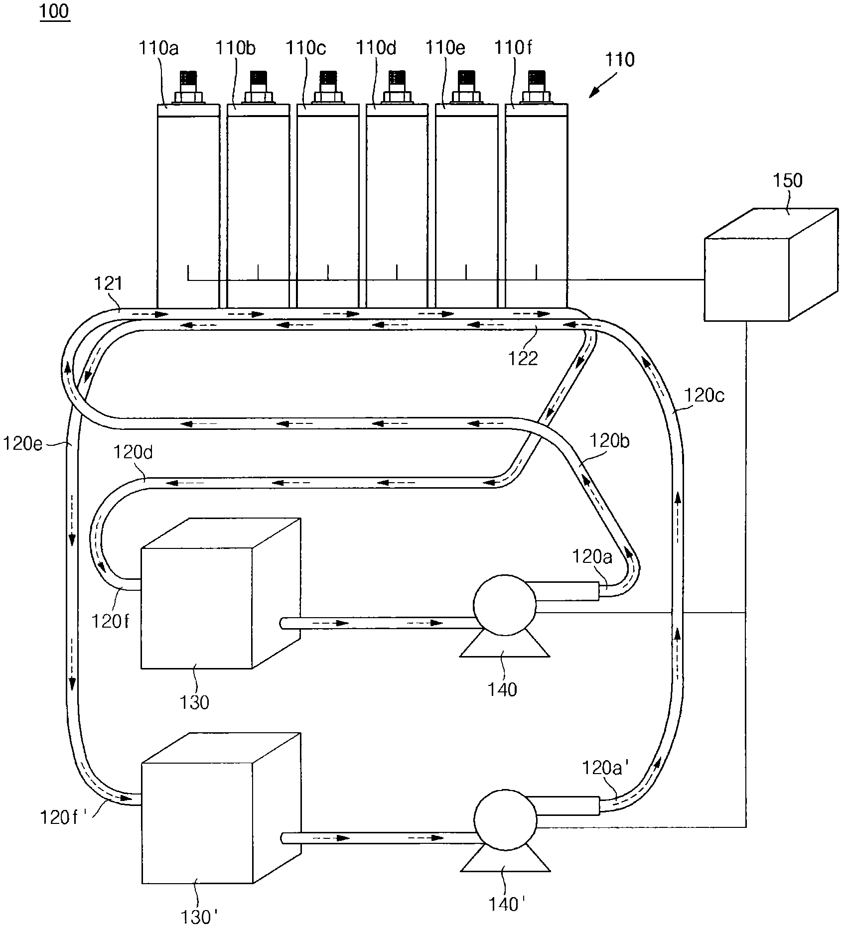 Battery pack and cooling system for a battery pack