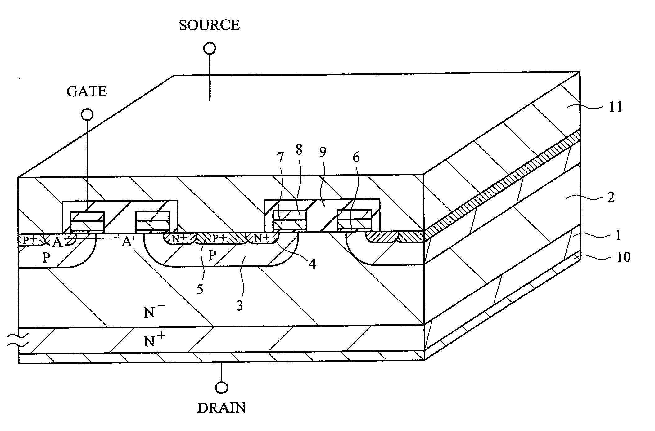 DMOSFET and planar type MOSFET