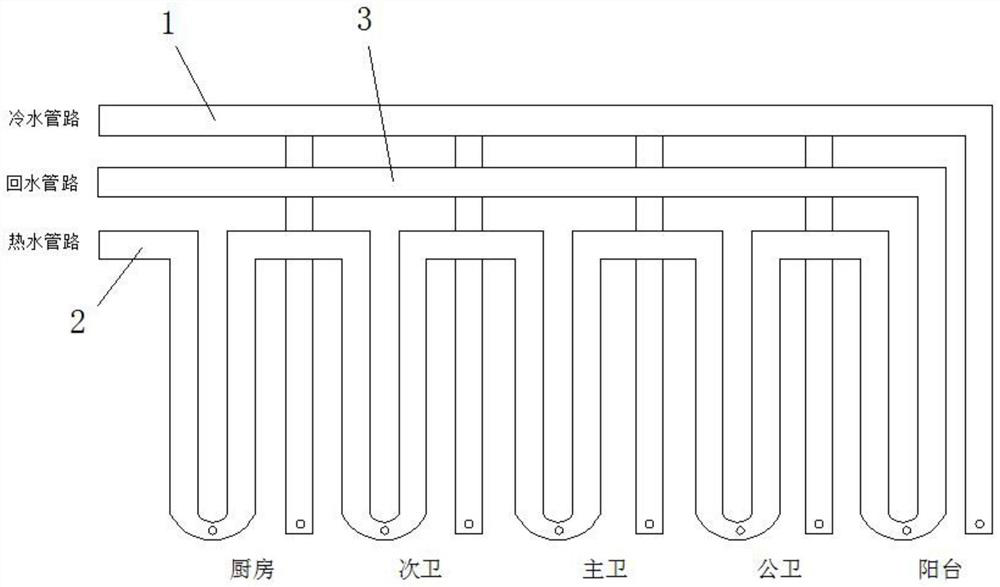 Energy-saving hot water circulation system constructed from double-layer pipes