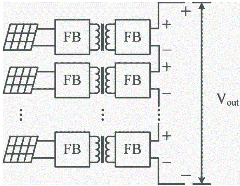 Embedded energy storage type multi-module series-connected photovoltaic DC (direct current) boost converter and application method