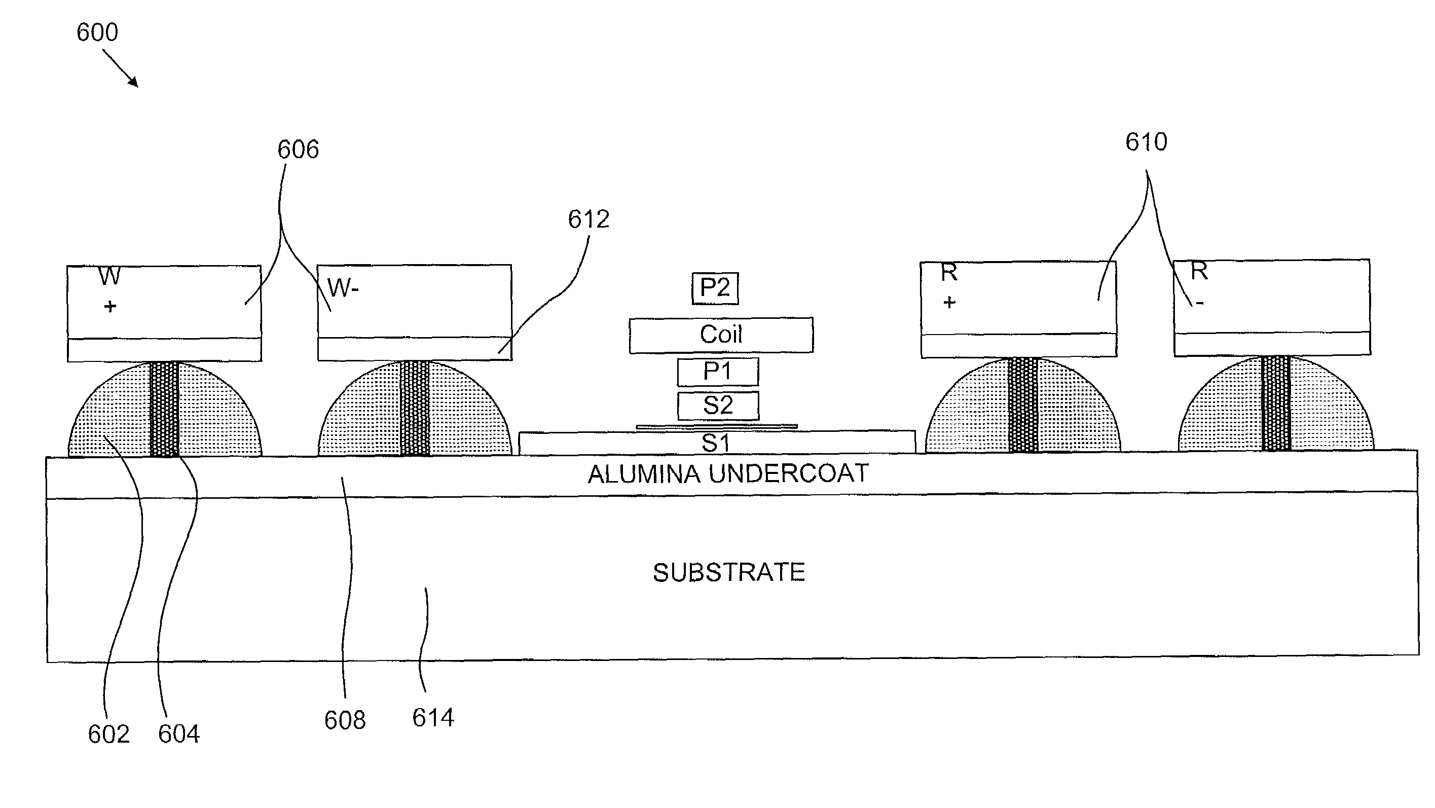 Reduction of interference pickup in heads for magnetic recording by minimizing parasitic capacitance