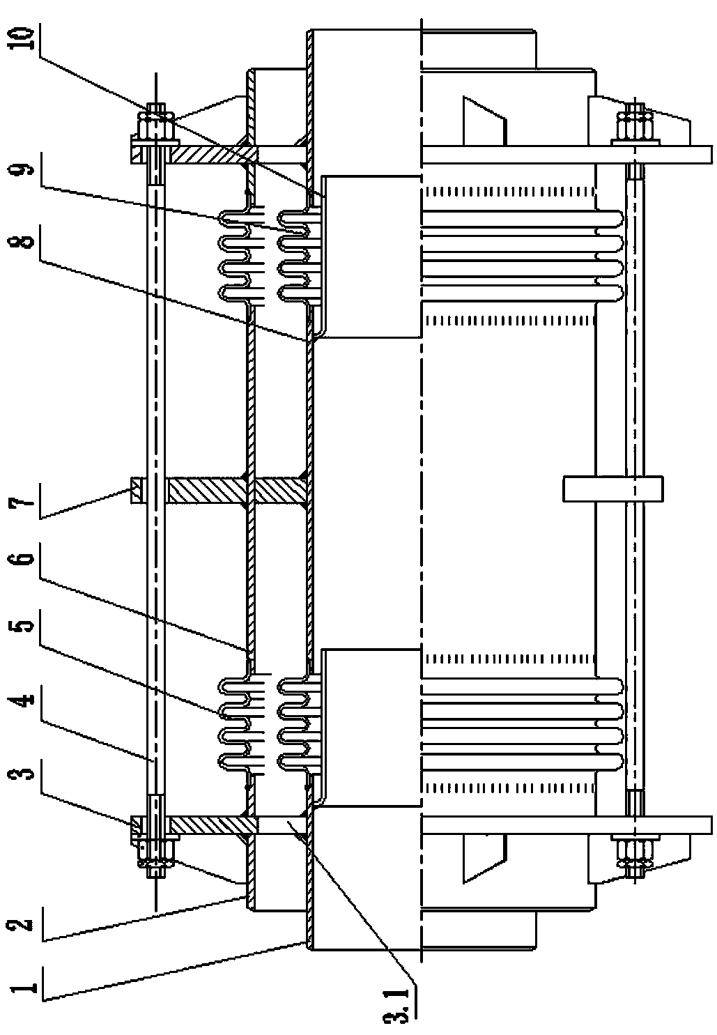 Jacketed type corrugated pipe compensator