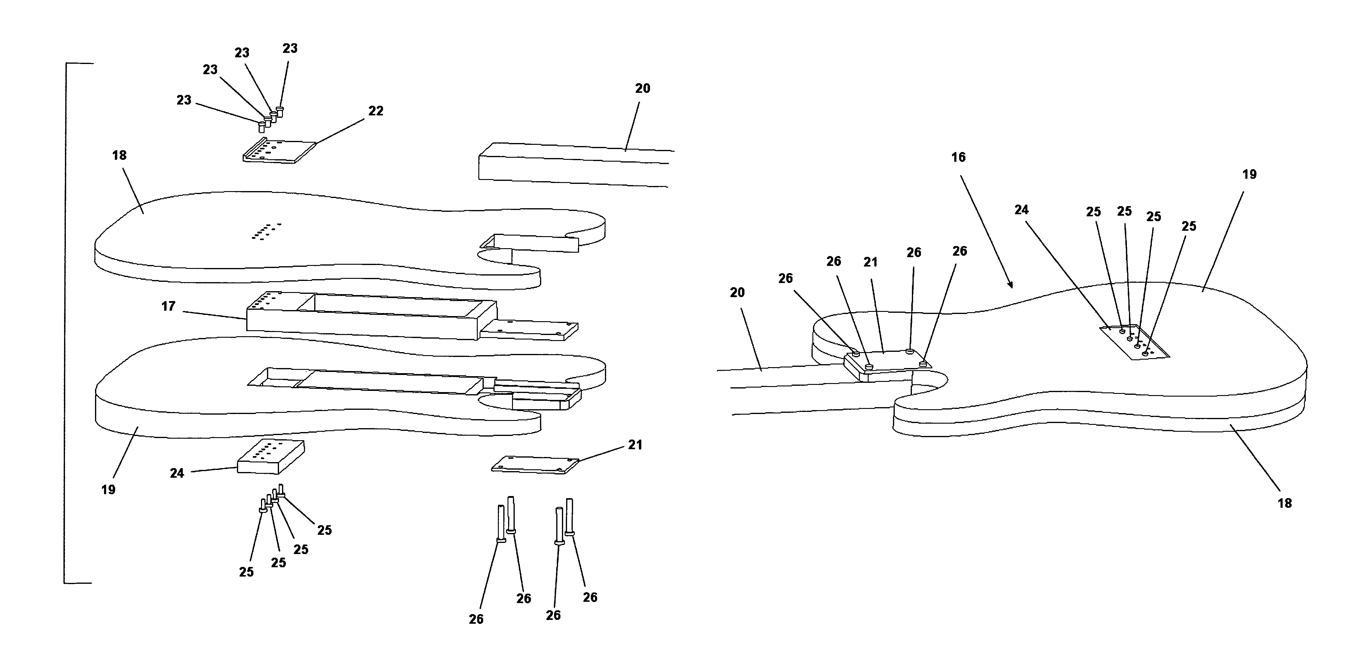 Guitar with reinforced neck joint resulting in thinner body and heel joint