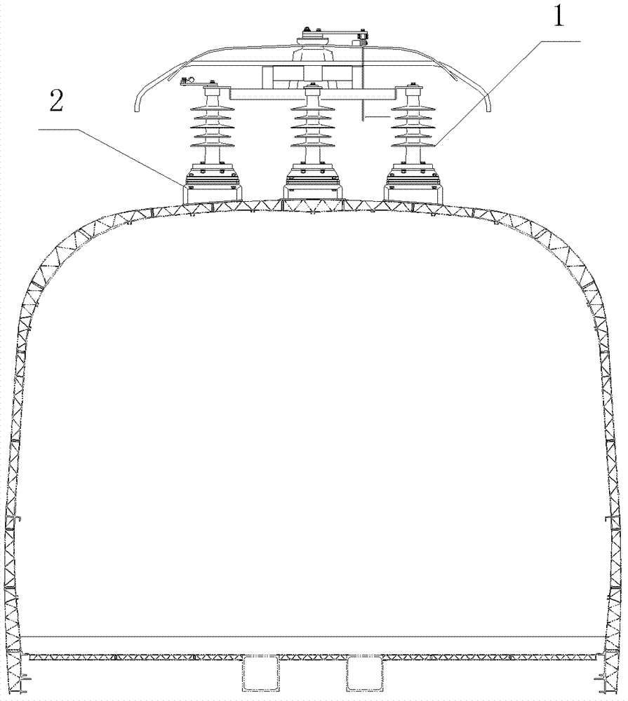 Car roof power receiving system vibration-reduction connecting device and method thereof