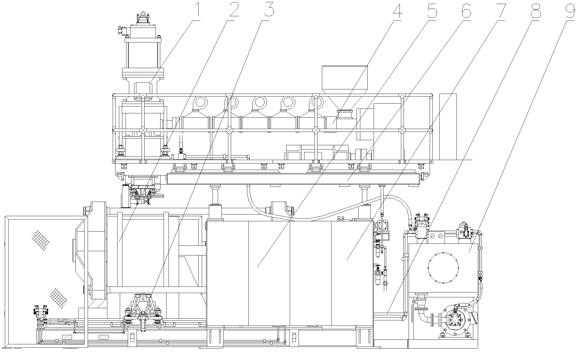 Stretching type blow molding machine as well as blow molding method and product thereof