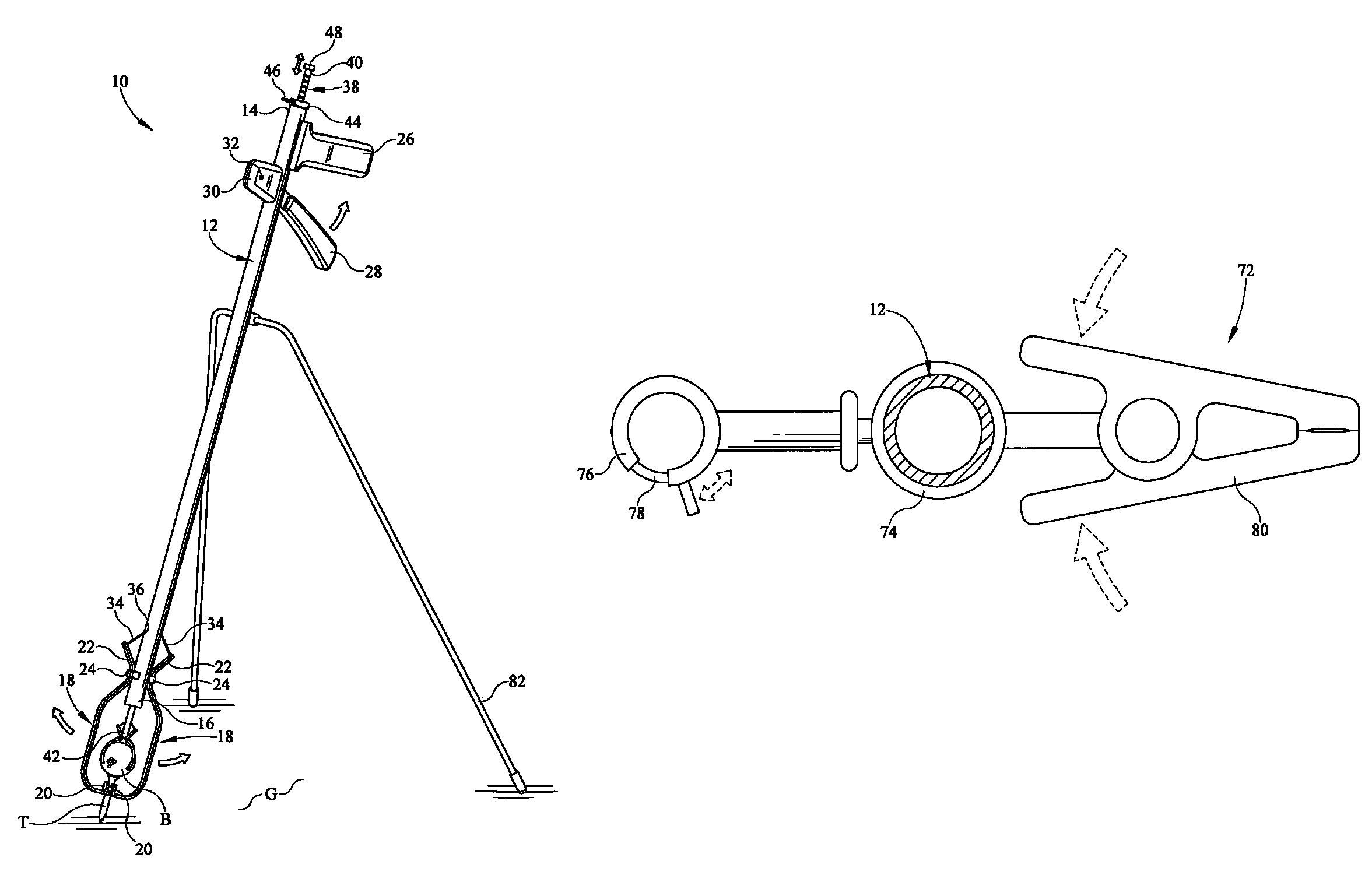 Golf ball and tee setting and retrieving device