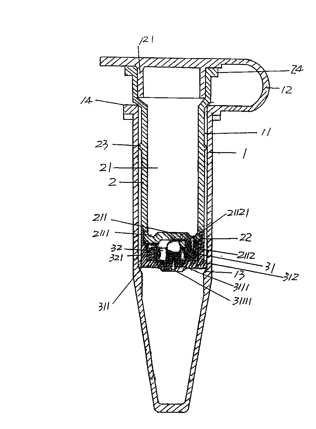 Centrifugal sleeve tube structure used for separating and extracting DNA