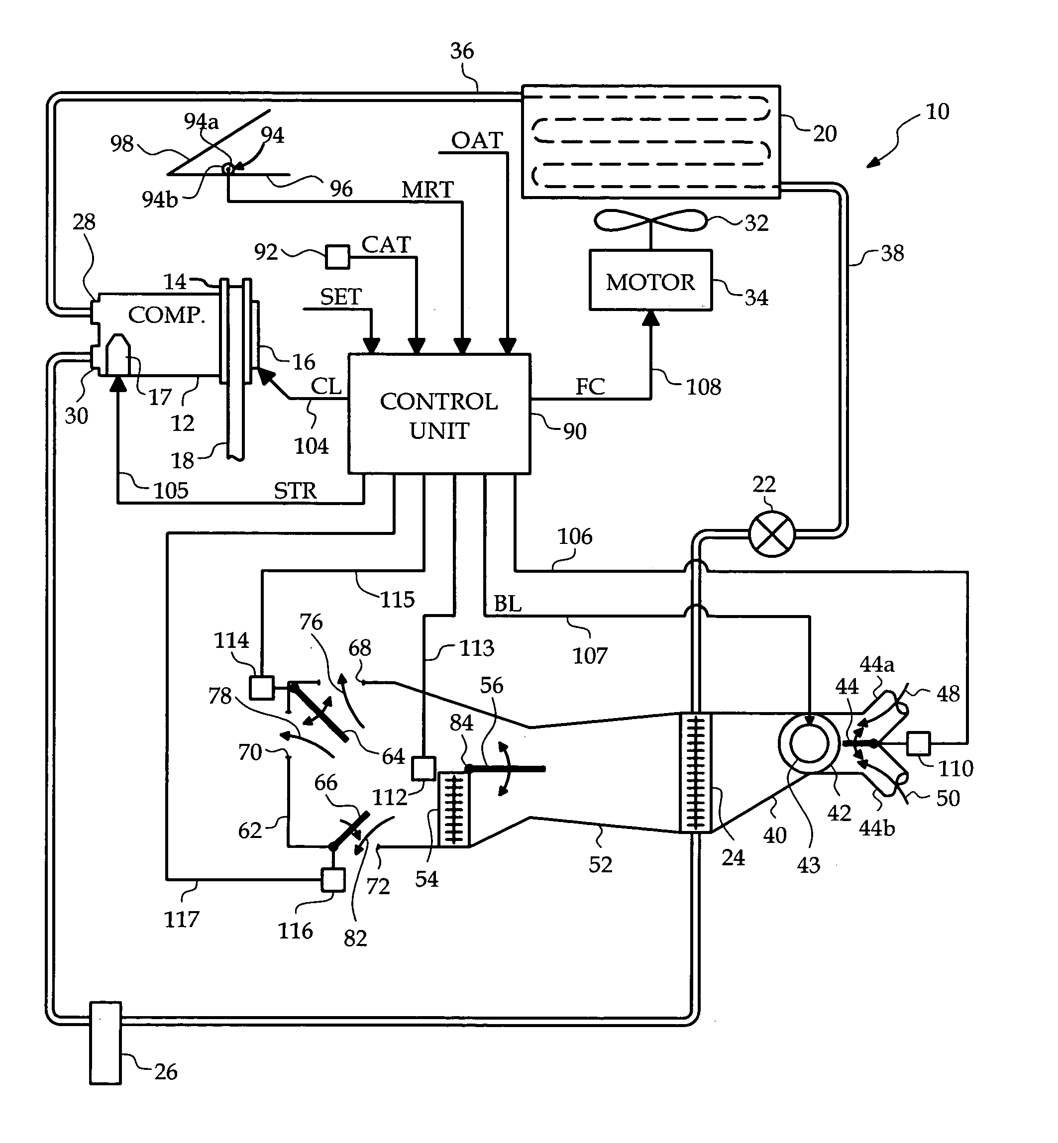 Solar radiation compensation method for a vehicle climate control