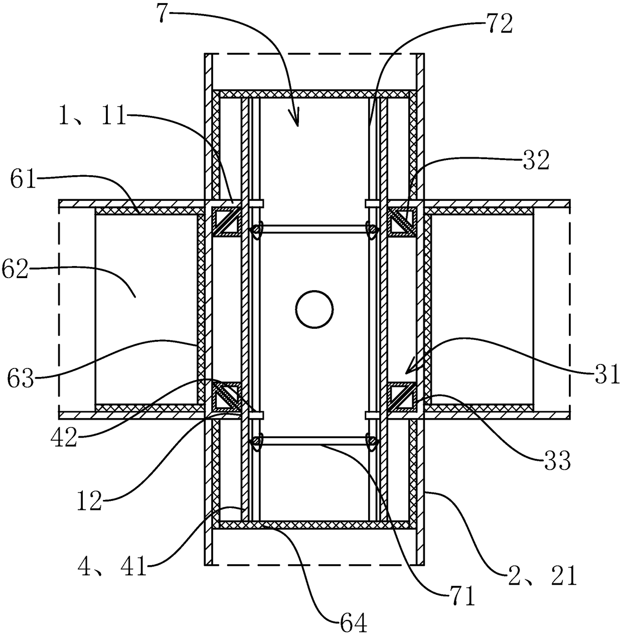 High-strength square tube beam and column connection structure and installation method thereof