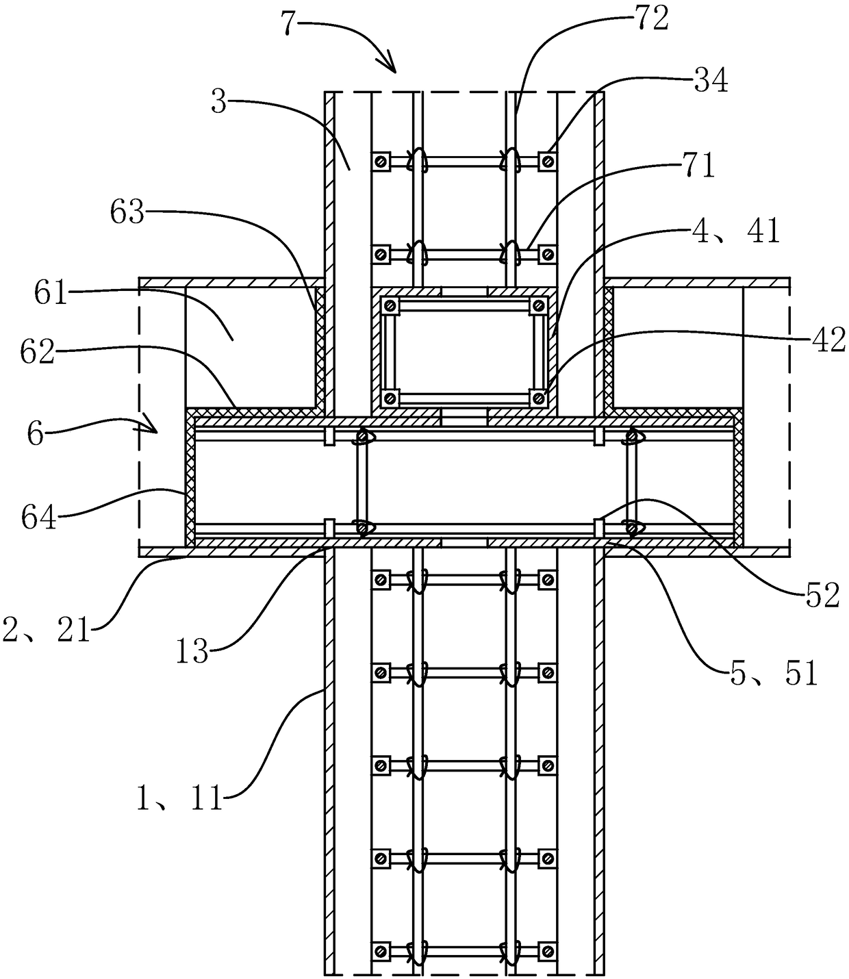 High-strength square tube beam and column connection structure and installation method thereof