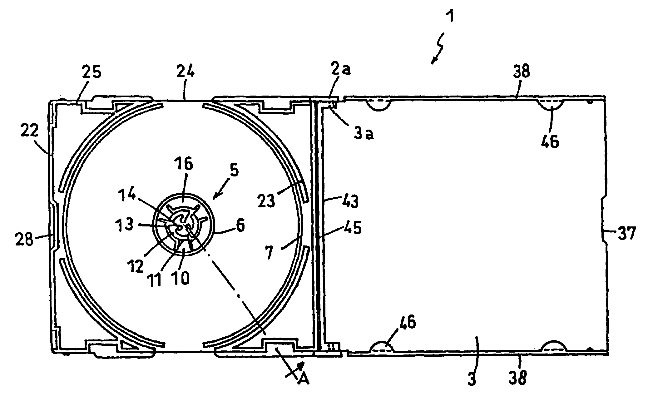 Recording medium disc storage case and a recording medium disc