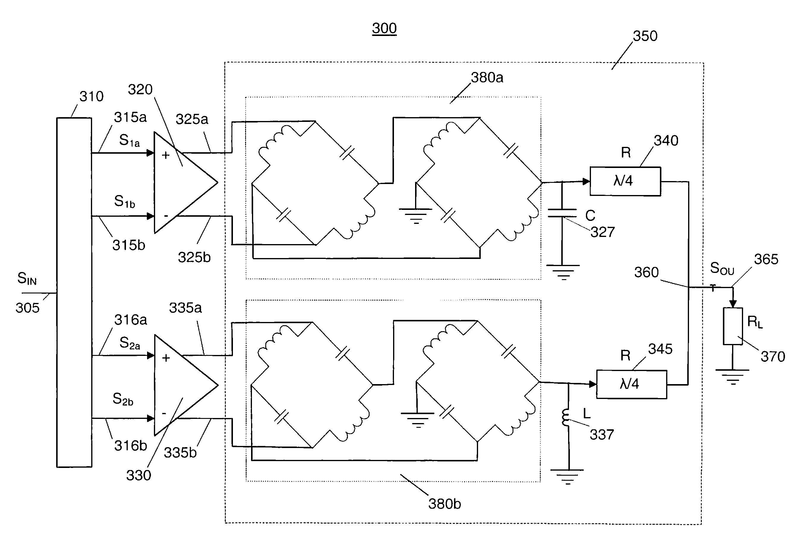 Output networks in combination with LINC technique