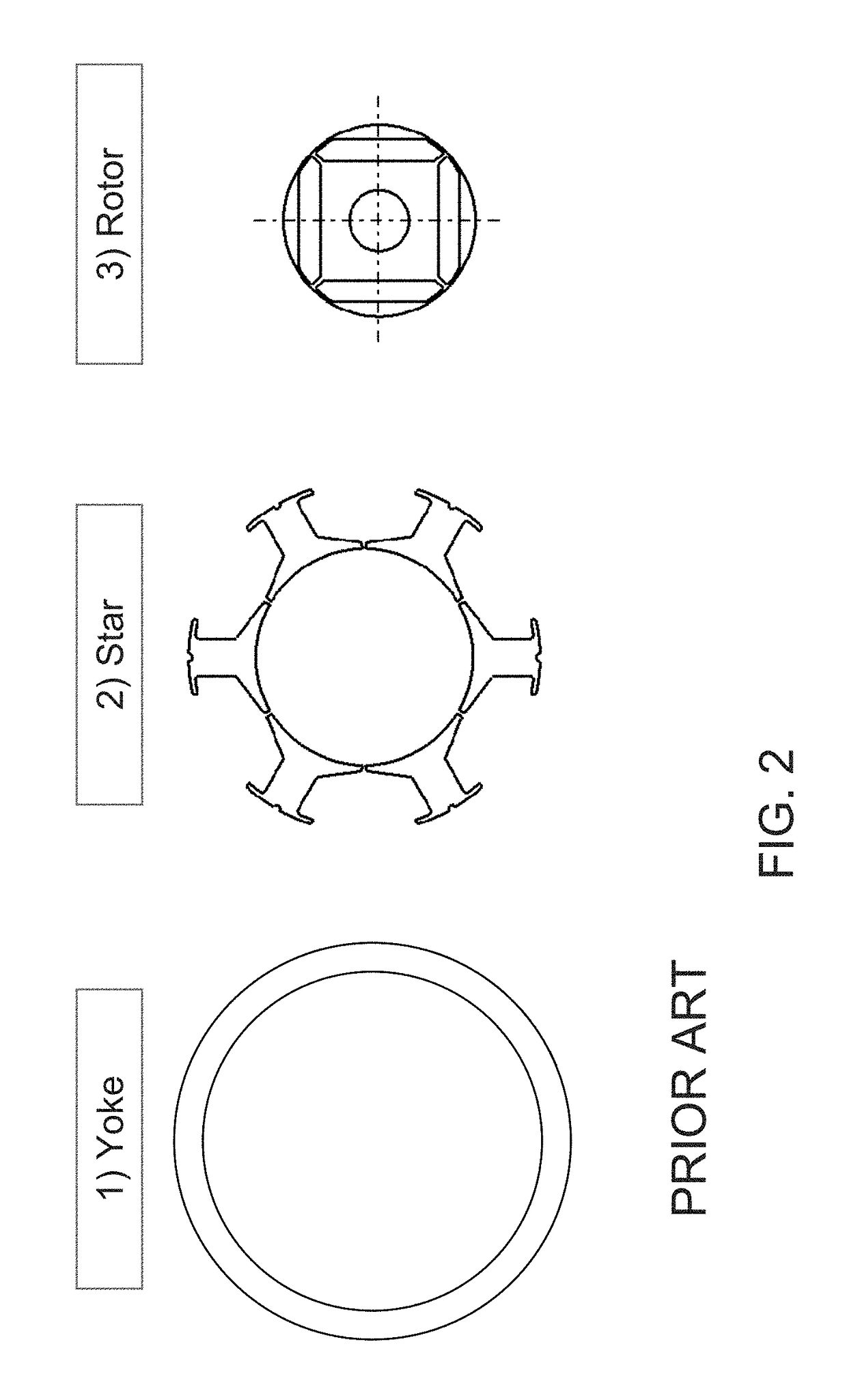 Interlocked stator yoke and star for electric motor