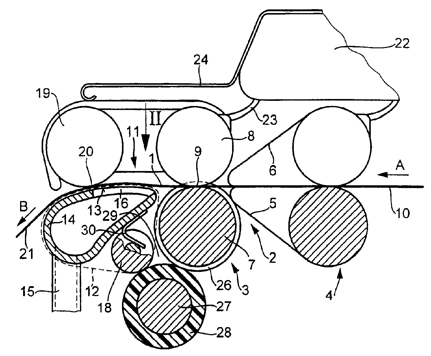 Device on spinning machine for compressing fibre bundle