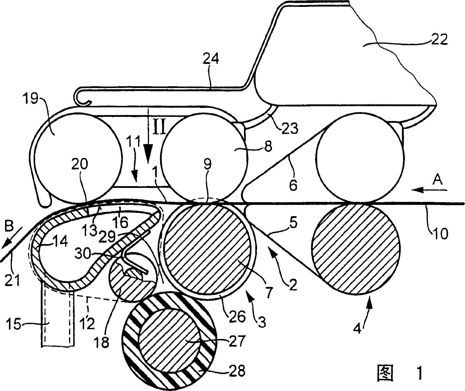 Device on spinning machine for compressing fibre bundle