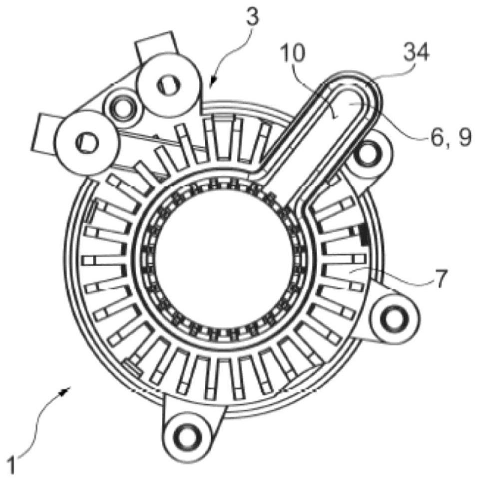 Slave cylinder with coolant channel in a plastic housing component; and clutch actuation device