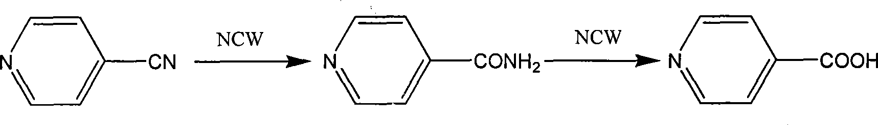 Method for preparing isonicotinic acid by non-catalytic hydrolyzing isonicotinonitrile in near-critical water medium