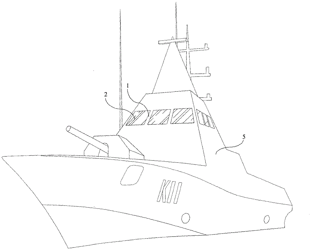 Fastening structure of warship bridge window with explosion-proof buffer function