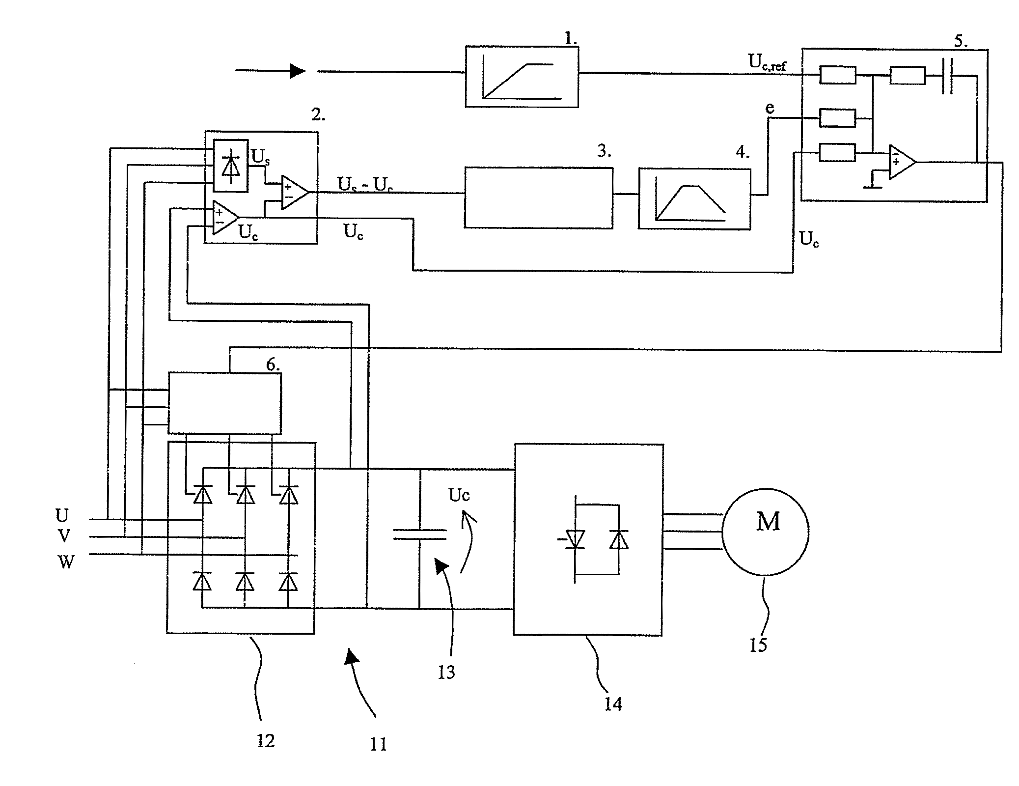 Method and apparatus for stabilizing voltage of intermediate circut of frequency converter