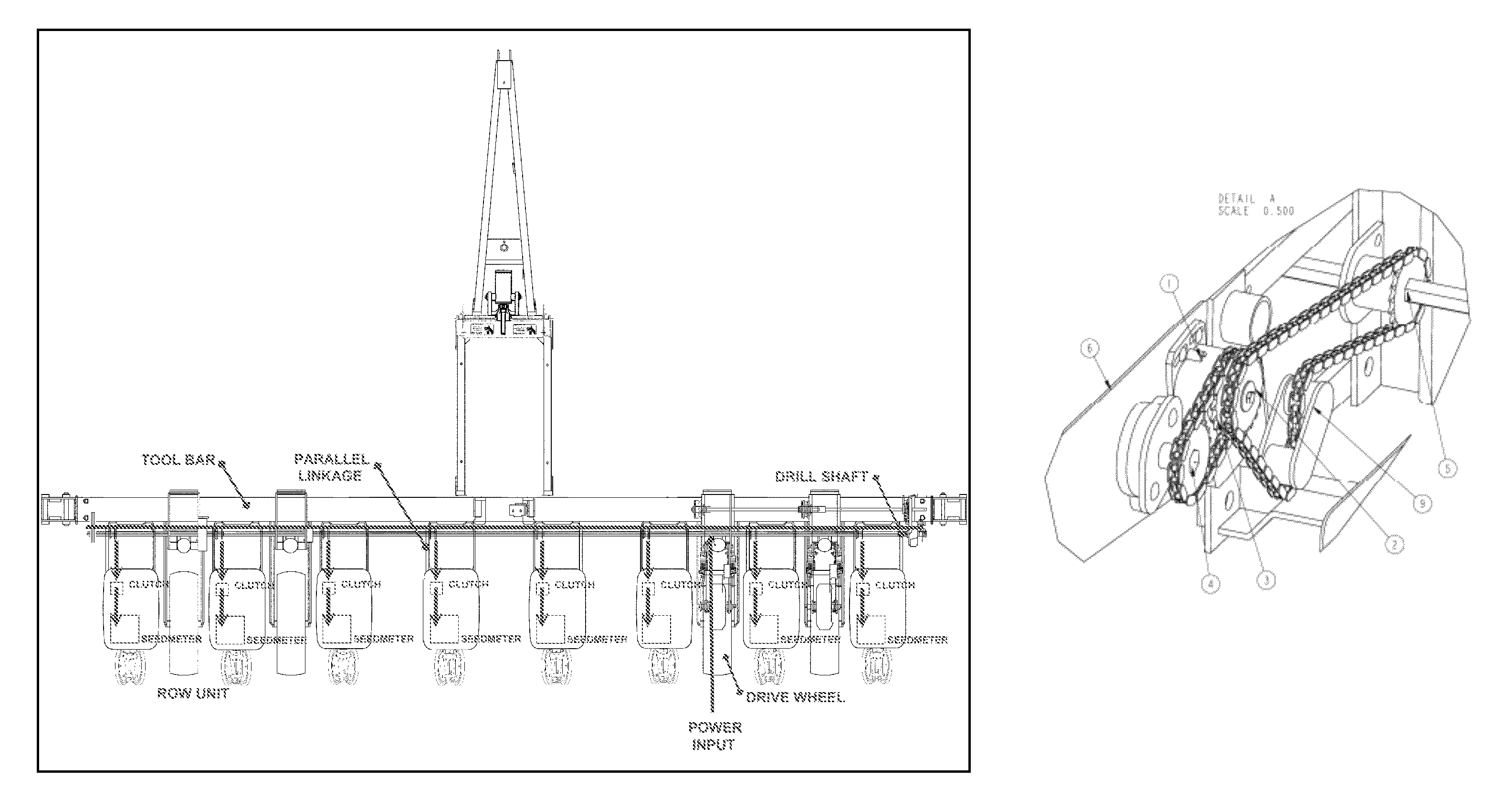 Row clutch device for planting implement