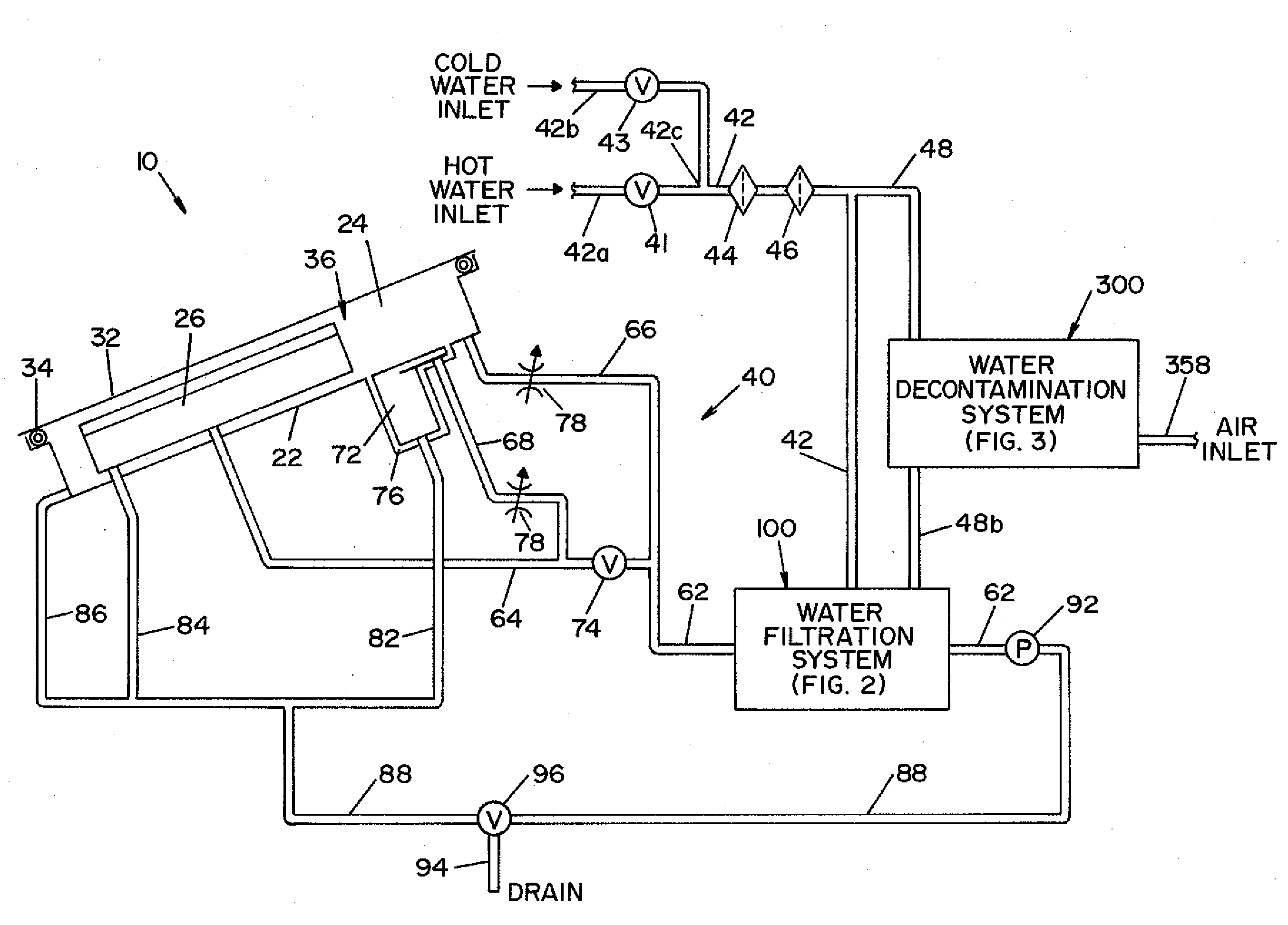 Method and apparatus for treating rinse water in decontamination devices