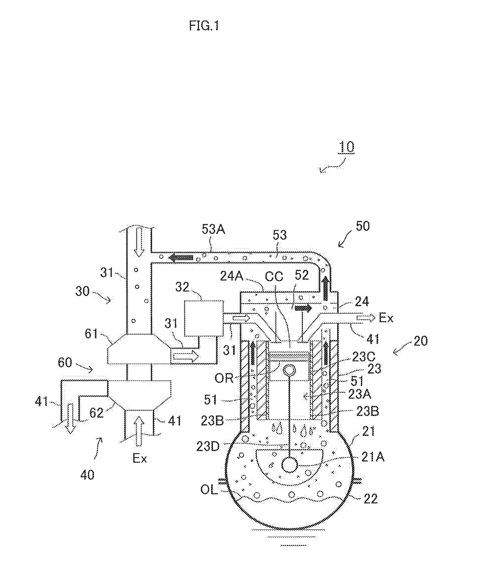 Cooling device for internal combustion engine provided with blowby gas recirculation device and turbocharger (as amended)