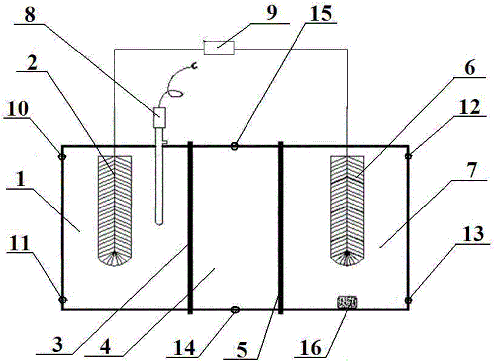 Device for treating acrylonitrile-containing oil refinery wastewater through power generation desalination based on electronic regulation and control and application method of device