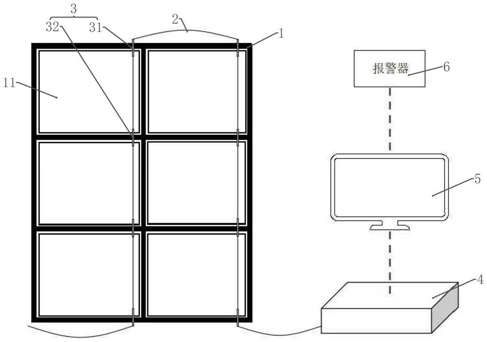 Safety monitoring device for glass curtain wall