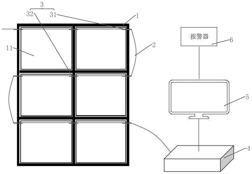 Safety monitoring device for glass curtain wall