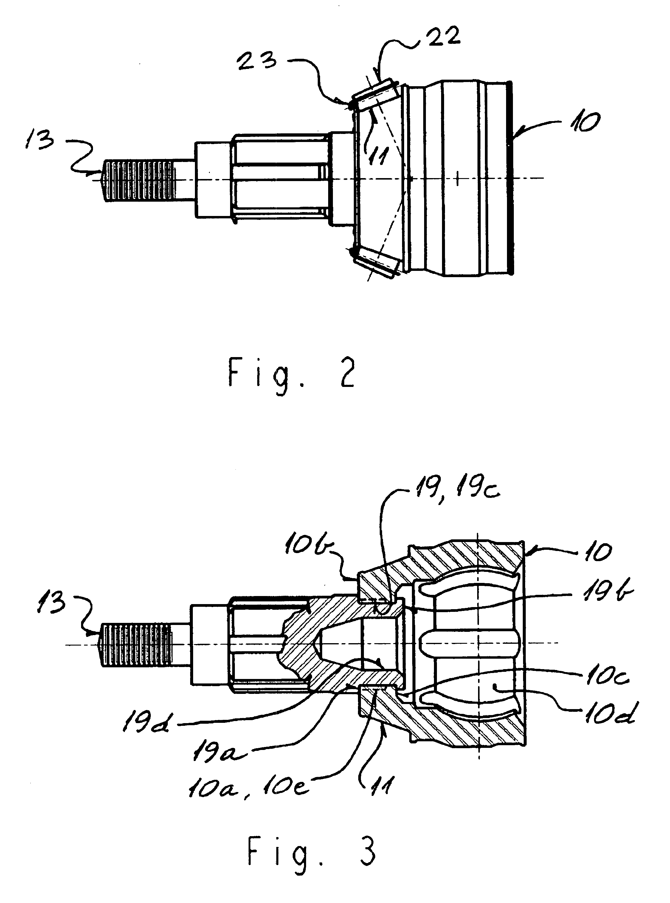 Constant velocity joint integrated to wheel bearing and to axially adjustable hub